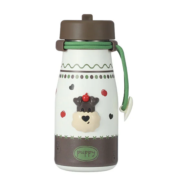 Бутилка за мляко от неръждаема стомана със сламка